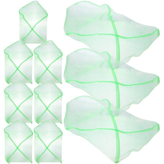 UPOUART 10Pcs Storage Fishing Nets Drawstring Portable Foldable Mesh Bags Lightweight Light Green