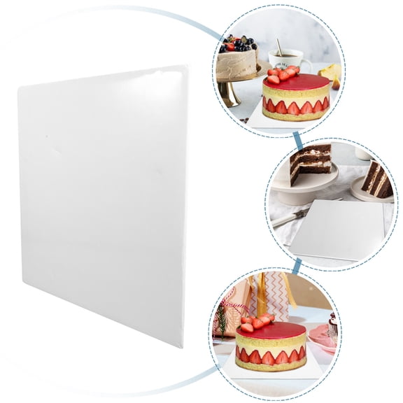 UPOUART 10Pcs White Paper Cake Boards for Display Sturdy Square Dessert Plates with Raised Edges