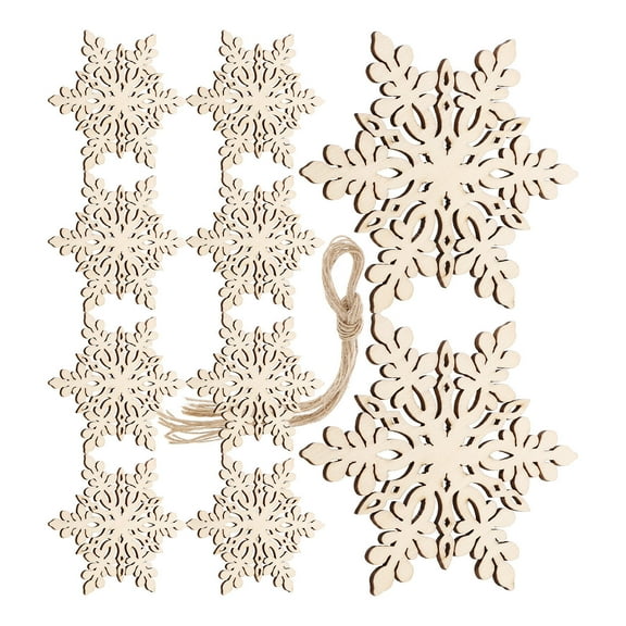 UPOUART 10pcs Unfinished Wooden Snowflake Ornaments for Christmas Crafts and Holiday Decorations