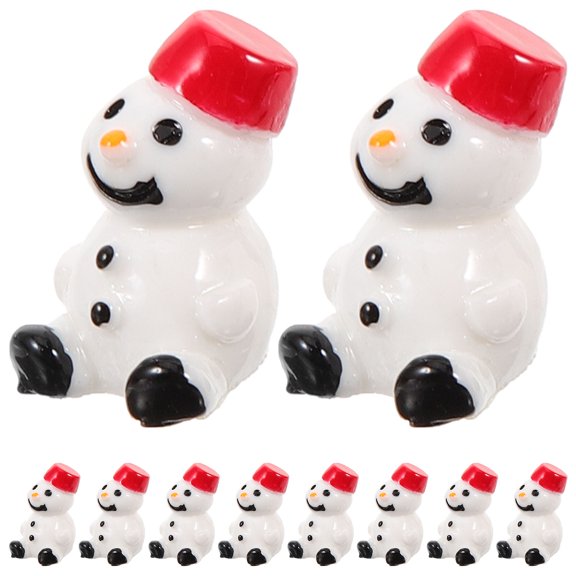 UPOUART 10pcs Snowman Miniature Keychain Pendant Christmas Decoration White