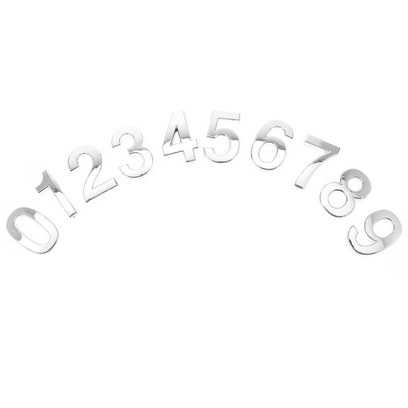 UPOUART 10pcs Waterproof Door Number Sticker Digital Door Address Stickers Silver Metal Plating for Long-term Use