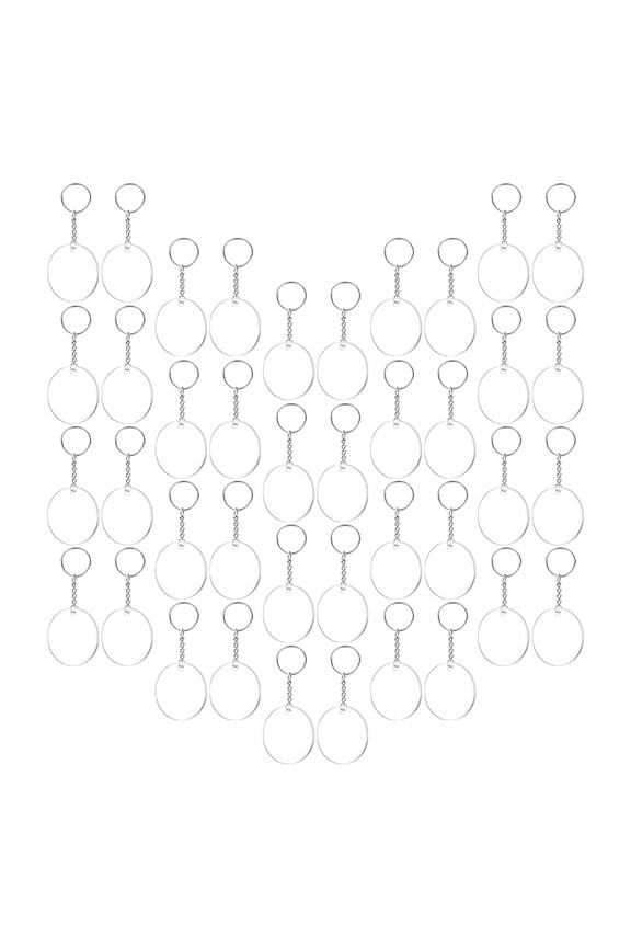 120Sets Transparent Acrylic Keychain Blanks for Portable Key Chain Crafts