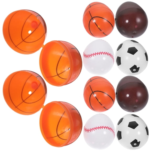 UPOUART 12 Pcs Assorted Color Fillable Plastic Easter Eggs, Sports Theme Easter Hunt Party Favors, for Spring