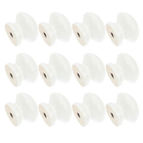 UPOUART  12pcs White Wood Cabinet Handles Round Durable Knobs
