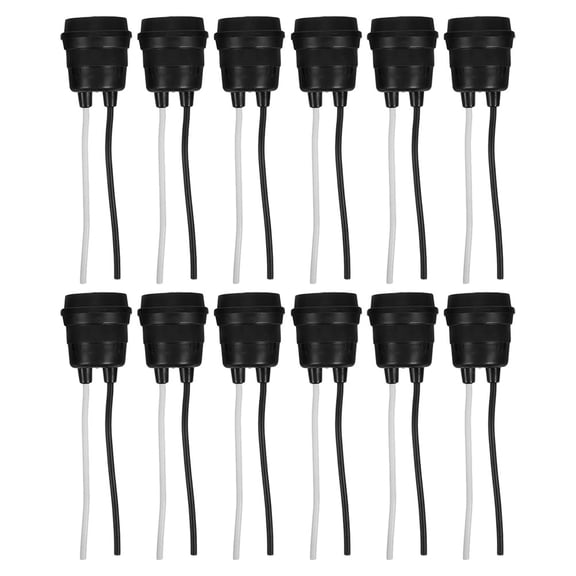 UPOUART 12Pcs Heavy Duty Waterproof Black E27 Lamp Holder with Integrated Cable for Outdoor Use