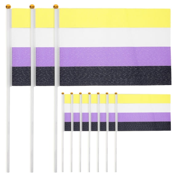 UPOUART Handheld Flags Durable Polyester Plastic for Outdoor Decor 12Pcs