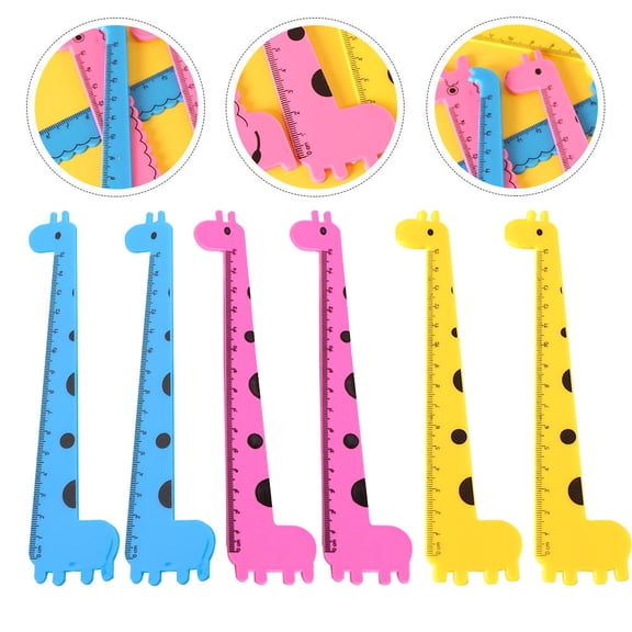 UPOUART 12Pcs Novelty Plastic Rulers Assorted Colors Giraffe Shape Measuring Tool for Students and Professionals