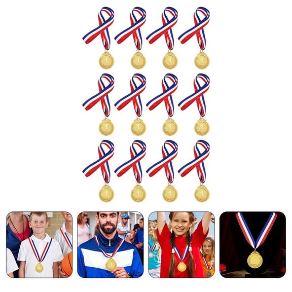 UPOUART 12Pcs Number Medals with Comfortable Ribbon for Sports Competition Awards