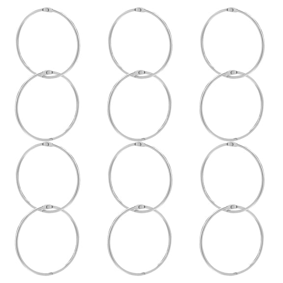 UPOUART 12Pcs Plated Silver Round Ring Binders with Snap Open Design for Paper and Flashcards