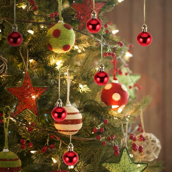 UPOUART 12Pcs Red Round Christmas Baubles 3Cm for Shiny Tree and Party Decoration