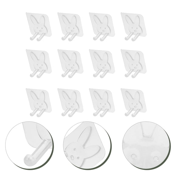 UPOUART 12Pcs Transparent Acrylic Wall Hooks Stick on Adhesive Heavy Duty Hanging Hooks for Home