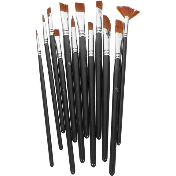 UPOUART 12Pcs Water Colour Brushes Assorted Color Nylon Wood for Art Creation Supplies