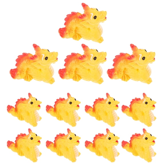 UPOUART 12Pcs Yellow Resin Small Dragon Figurines DIY Scene Decoration with Sturdy Material