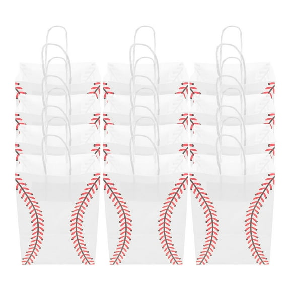 UPOUART White Paper Baseball Favor Bags for Party Treats and Gifts, 12 Pieces, Durable and Food Safe