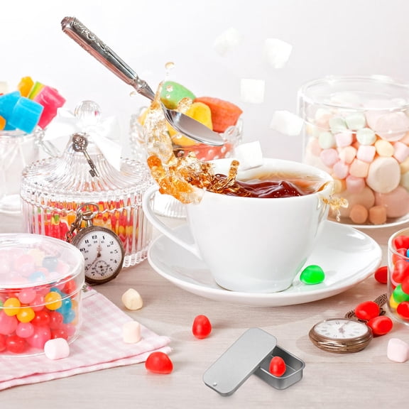 UPOUART 16Pcs Portable Metal Tin Boxes Silver Push Lid Small Storage Container for Candies