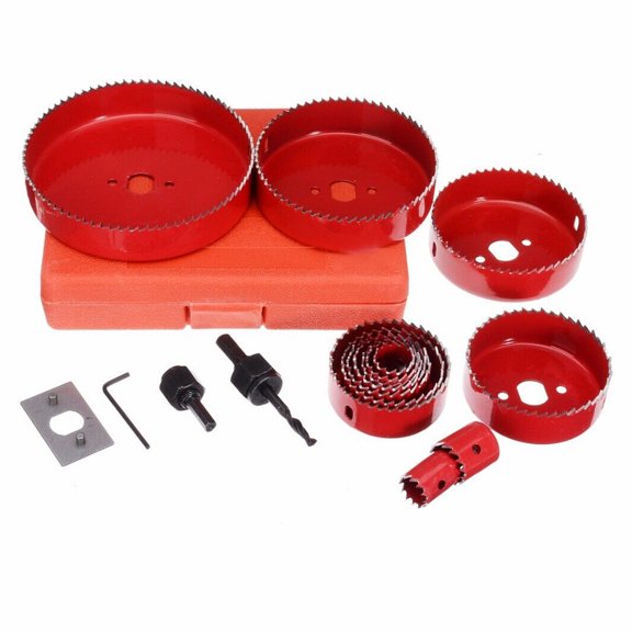 UPOUART Red Woodworking Drill Bit Hole Cutting Set for Metal PVC Thin Wood 16 Pieces