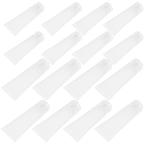 UPOUART 16Pcs White Squeeze Makeup Bottles with Leak Proof Screw Cap for Skincare Storage