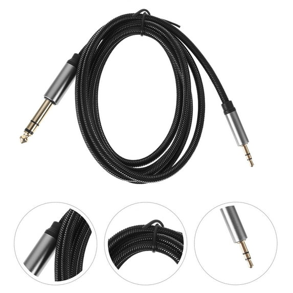 UPOUART 1Pack Auxiliary Audio Cable 3.5mm To 6.35mm Black Copper Pvc For Computer