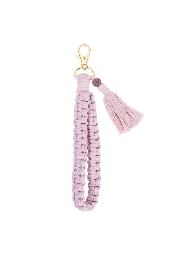 1Pack Braided Wrist Lanyard Macrame Keychain Bracelet Cotton Rope Zinc Alloy Luggage Pendant