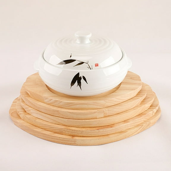 UPOUART Khaki Wooden Pot Holder, Multi-Purpose Tableware Heat Insulation Pad, Kitchen Trivet 8.9 x 6.7 x 0.8 Inches