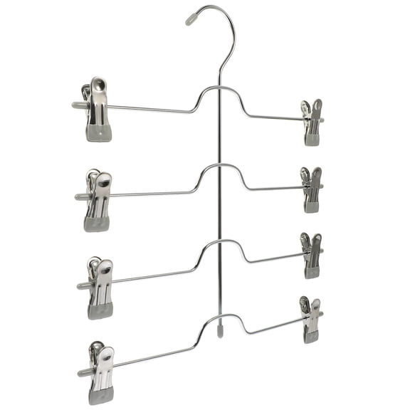 UPOUART Grey Metal Skirt and Pants Hanger with Non- Rubber Clips, Multi-Layer Space-Saving Closet Organizer