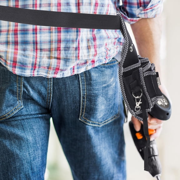 UPOUART Compact Black Tool Pouch for Electricians and Plumbers with Adjustable Waist Belt and Multiple Storage Pockets