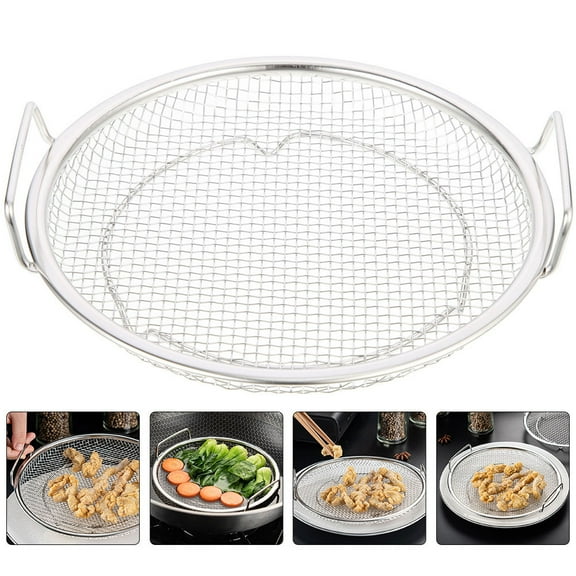 UPOUART 1Pack Round Frying Basket Silver Heat Resistant Oil Separation for Kitchen Utensil 9X8.7X1.4In