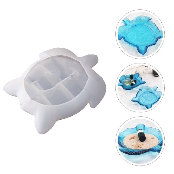 UPOUART 1Pack Silicone Epoxy Mold Turtle Dish for Creative Craft Making White Storage Tray for Families