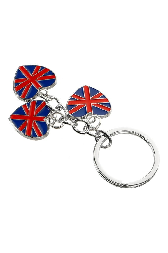 Union Jack Keychain Heart Shaped Souvenir Multi Zinc Alloy 1Pack