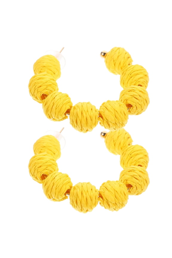 1 Pair Fashion Earrings Yellow Raffia Dangle Ear Pendants Lightweight Accessories
