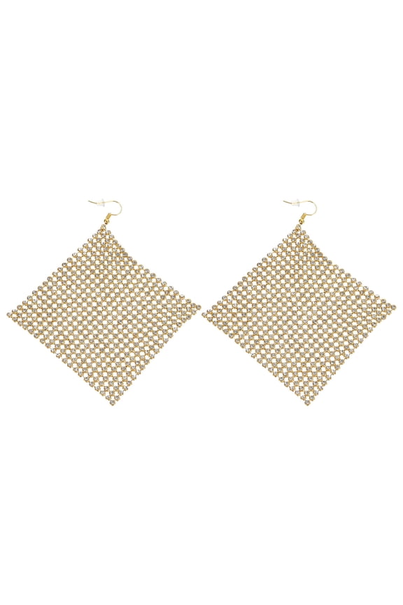 1Pair Long Golden Rhinestone Dangle Earrings Durable Ear Jewelry for Decoration Use