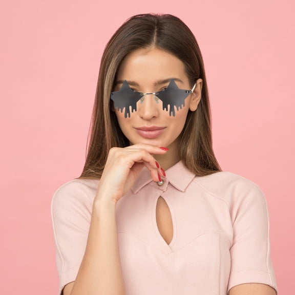 UPOUART 1Pair Cool Glasses for Parties Black Lightweight Trendy Rimless Eyeglasses