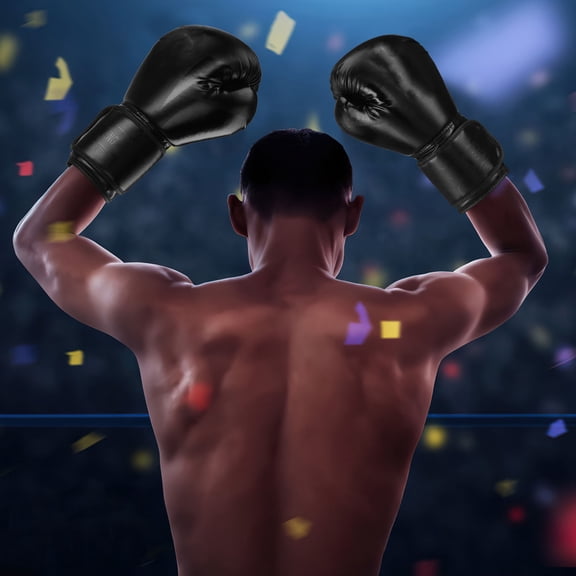 UPOUART 1Pair Sparring Boxing Gloves Black PU with Hand Protection and Grip