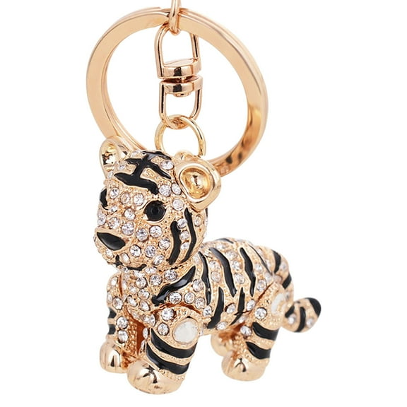 UPOUART 1Pc Alloy Keychain with Rhinestones Creative Tiger Key Ring Cute Keychain Everyday Use