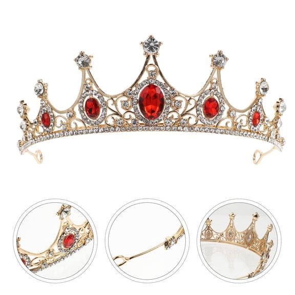 UPOUART 1Pc Bridal Crown Golden Rhinestone Hairpiece with Craft for Wedding