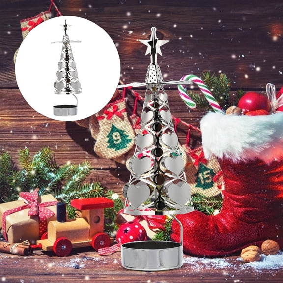 UPOUART 1Pc Christmas Candle Holder Metal Xmas Tree Shape Candle Stand for Table Decoration