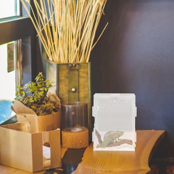 UPOUART 1Pc Clear Acrylic Reptile Terrarium Feeding Box with Ventilation for Pet Supply Use