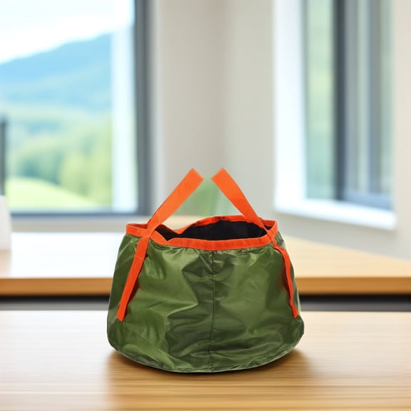 UPOUART 1Pc Collapsible Green Folding Water Basin Waterproof Polyester for Outdoor Sports and Storage