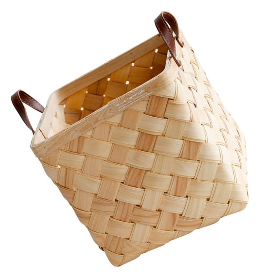 UPOUART 1Pc Decorative Brown Woven Storage Basket Hand Made Garden Style Double Layer Straw Basket