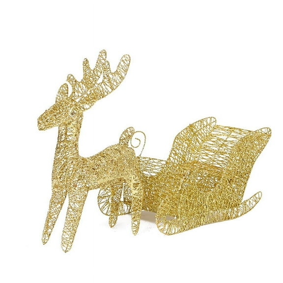 UPOUART Iron Christmas Reindeer Sleigh Ornament for Holiday Decor, Festive Party, Desktop, Home and Office Decoration