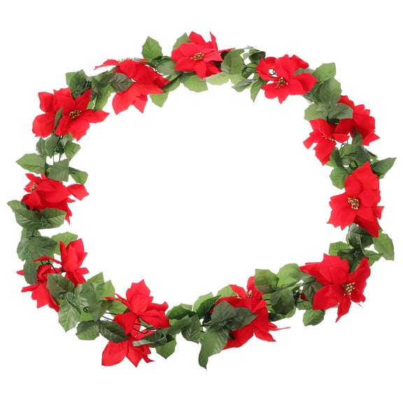 UPOUART Red Flower Rattan Festival Ornament Plastic 1Pc 67X4.3X4.3in