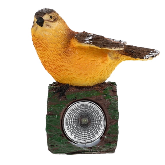 UPOUART 1Pc Solar Powered Resin Bird Figurine Lamp Orange Sculpture for Outdoor Garden Pathway