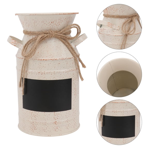 UPOUART 1Pc Vintage Iron Flower Vase for Home Decor Retro Chic Flower Arrangement Bucket