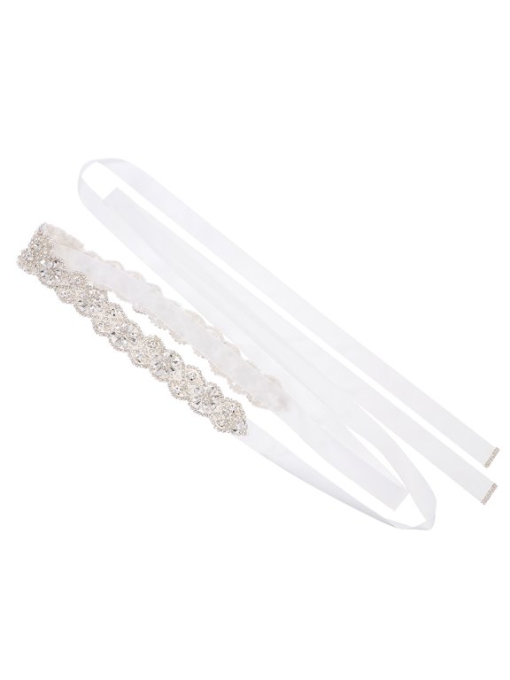 Chic Rhinestone Sash White Glass Crystal Bridal Party Decorative Belt 1Pc