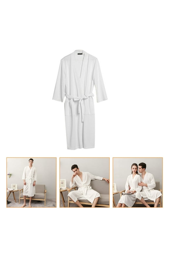 1Pc White Quick Dry Polyester Bathrobe Practical Home Wear Suitable for Bathing