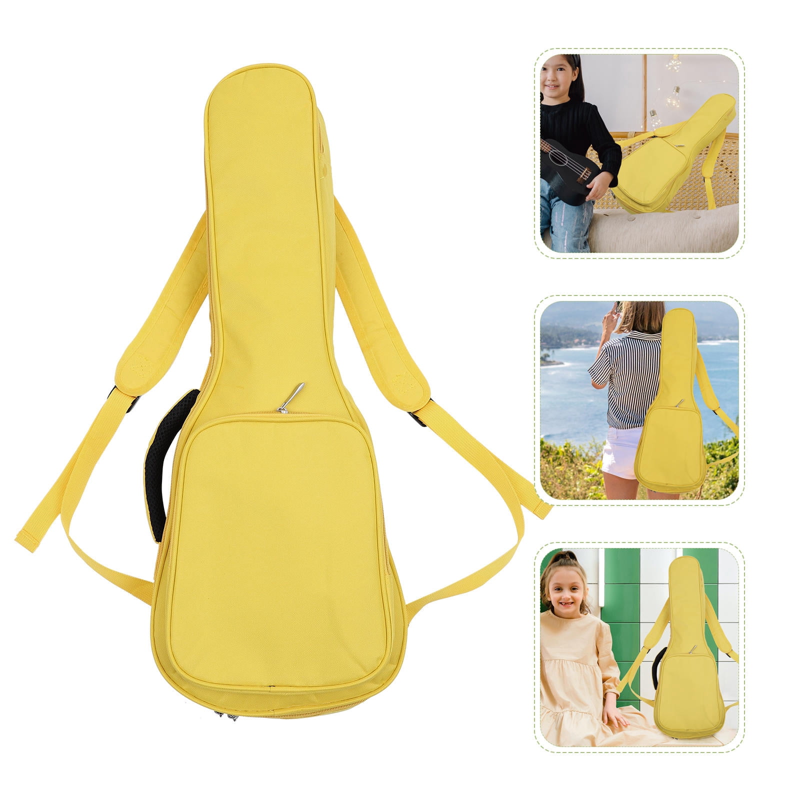 UPOUART Yellow Oxford Cloth Ukulele Case with Large Capacity and Scratch-Resistant Interior Lining, 1 Pc