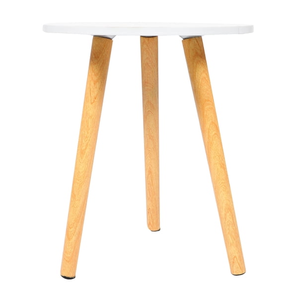 UPOUART 1Pcs C Shaped Side Table Round White Synthetic Material Space Saving for Bar