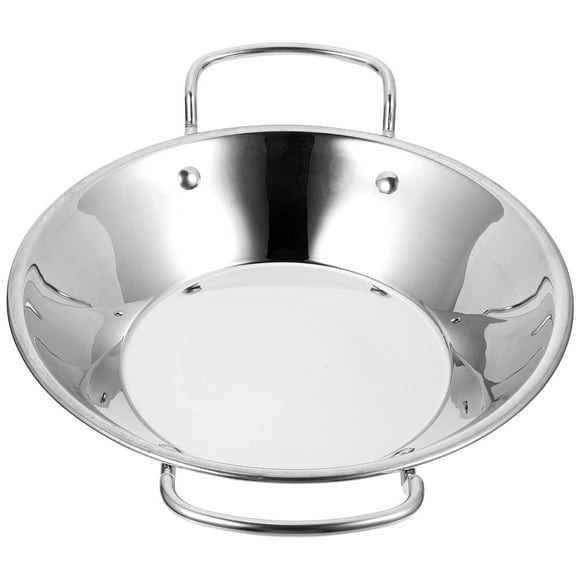 UPOUART 1Pcs Cooking Pan Stainless Steel Heat Resistant Non Magnetic Round Bottom for Home Cooking Kitchen Cookware