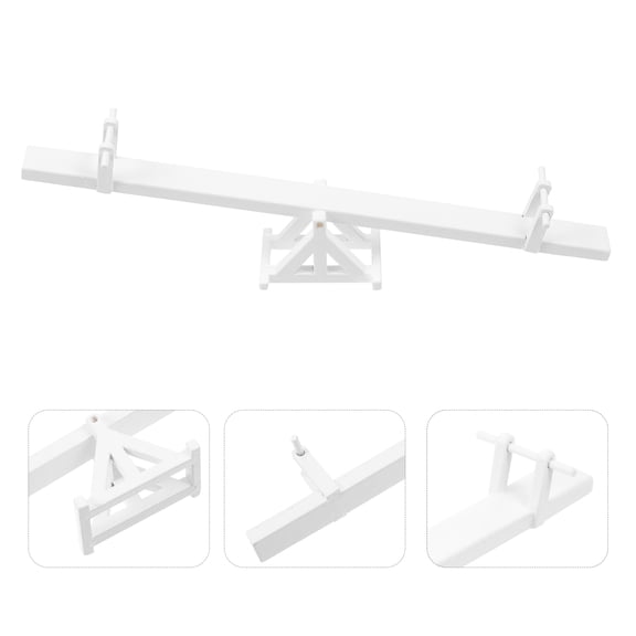 UPOUART Miniature Seesaw Model for Dollhouse Accessories, White Wood & Plastic, Ideal for Mini House Decoration