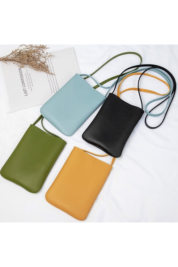 1Pcs Mobile Bag For Women Yellow Pu Leather Ticket Storage 7.86X5.89X0.39in